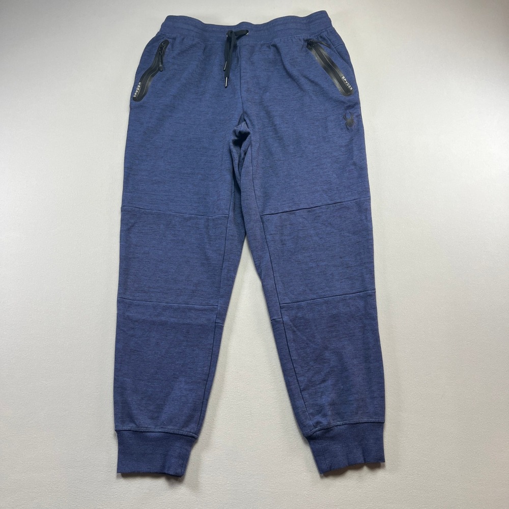 Spyder Active Joggers Pants Mens Large Blue Cotton Stretch Drawstring Athleisure